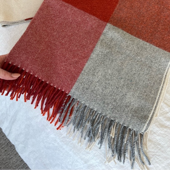 Whistles Check Scarf Orange - Picture 6 of 6